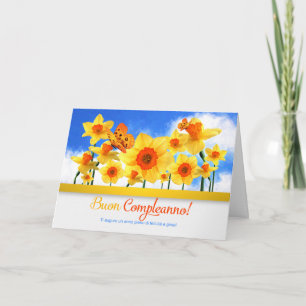 Tarjeta Cumpleaños italiano con mariposas Daffodil Garden