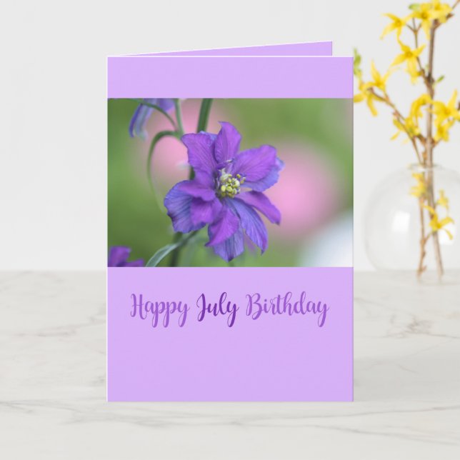 Tarjeta Cumpleaños Jueves Flor Mes de Nacimiento Púrpura L (flor amarilla)