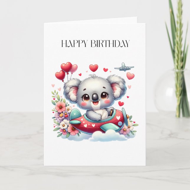 Tarjeta Cumpleaños Koala Piloto (Anverso)