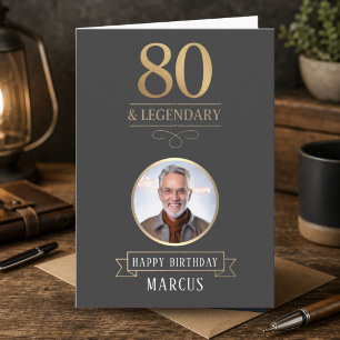 Tarjeta Cumpleaños legendario y elegante de carbón y oro 8