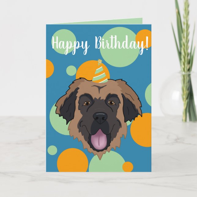 Tarjeta Cumpleaños Leonberger (Anverso)