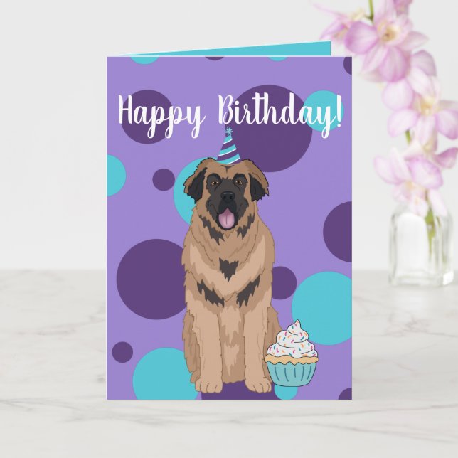 Tarjeta Cumpleaños Leonberger (Orquídea)