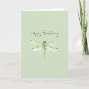 Tarjeta Cumpleaños libélula verde lima