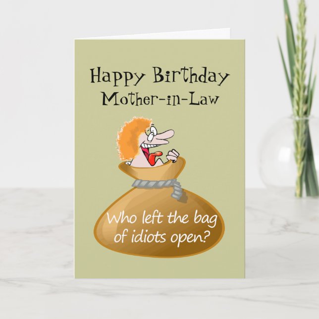 Tarjeta Cumpleaños libre de Humor Idiota para tu suegra (Anverso)