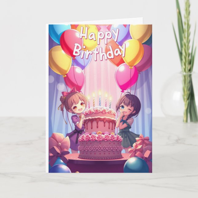 Tarjeta Cumpleaños lindo de anime  (Anverso)
