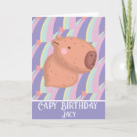 Cumpleaños lindo de capybara arcoíris