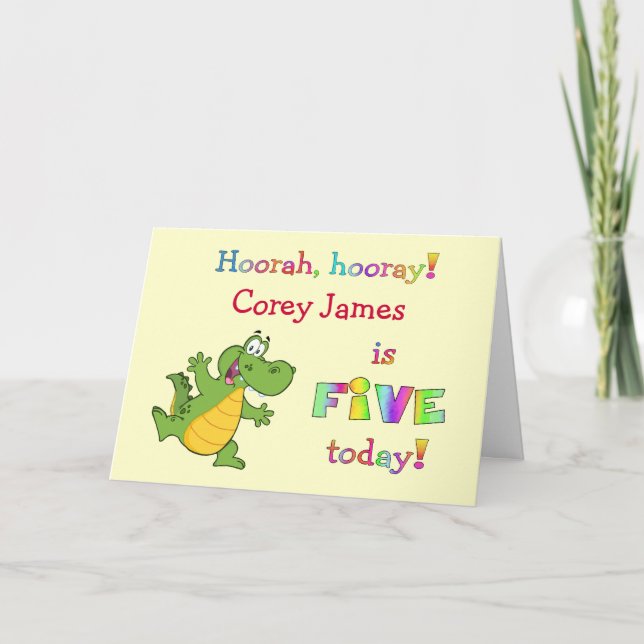 Tarjeta Cumpleaños lindo de los niños el 5to personaliza (Anverso)
