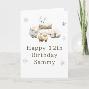 Tarjeta Cumpleaños lindo de vaca ártica de invierno