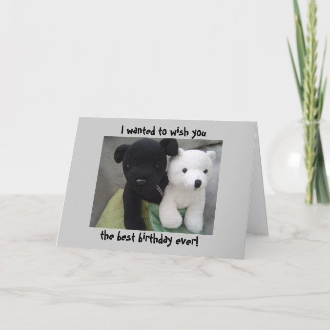 Tarjeta Cumpleaños lindo del perro y del oso (Anverso)