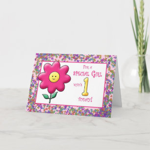 Tarjeta Cumpleaños lindo Flor Rosa y