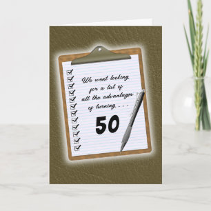 Tarjeta Cumpleaños - lista de ventajas de cumplir (edad)
