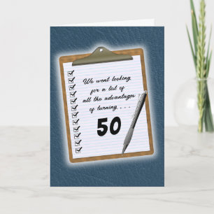 Tarjeta Cumpleaños - lista de ventajas de cumplir (edad)