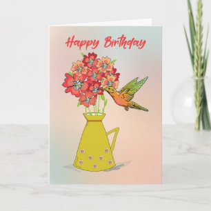 Tarjeta Cumpleaños lleno de maravillas con colibrí en flor