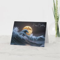 Cumpleaños Luna Llena En Ola Oceánica