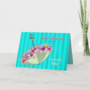 Tarjeta Cumpleaños - Madre - Paraguas/Flores