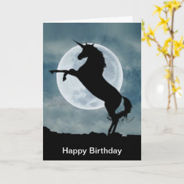 Tarjeta Cumpleaños mágico de la luna llena de unicornio