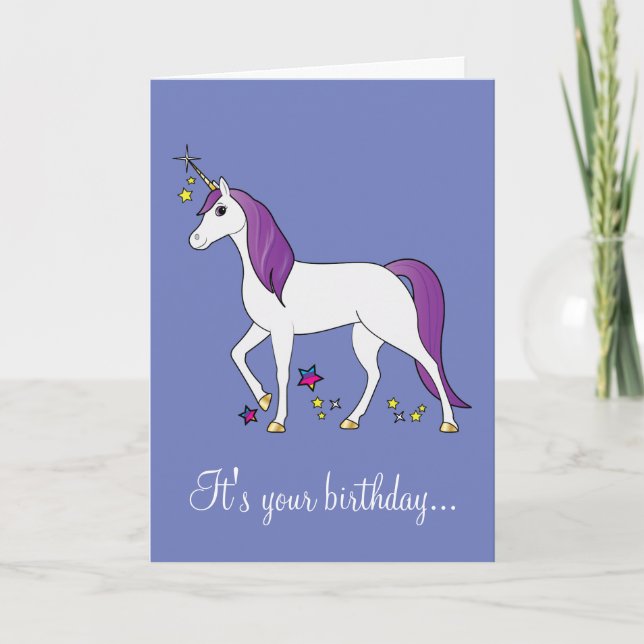 Tarjeta Cumpleaños mágico de unicornio (Anverso)