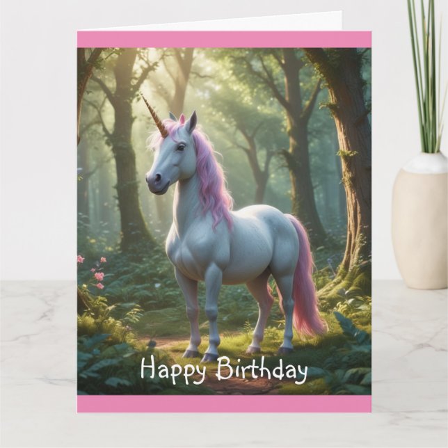Tarjeta Cumpleaños mágico de unicornio (Anverso)