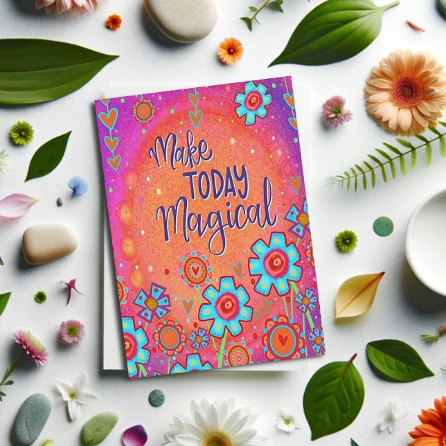 Tarjeta Cumpleaños mágico, moda floral moderna femenina (Subido por el creador)