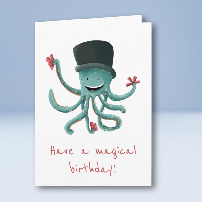 Tarjeta Cumpleaños mágico Octopus Magician (Subido por el creador)