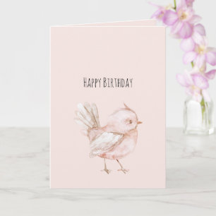 Tarjeta Cumpleaños Mágico Pájaro Rosa Rubor