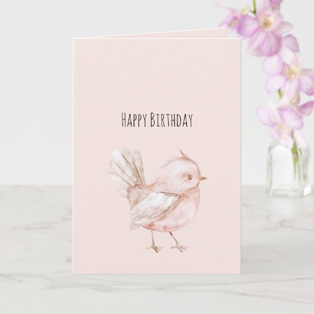 Tarjeta Cumpleaños Mágico Pájaro Rosa Rubor (Orquídea)