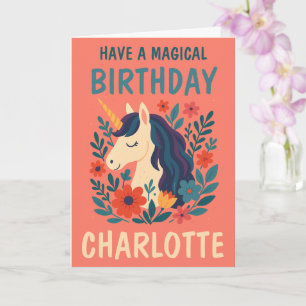 Tarjeta Cumpleaños Mágico Personalizado de Unicornio Capri