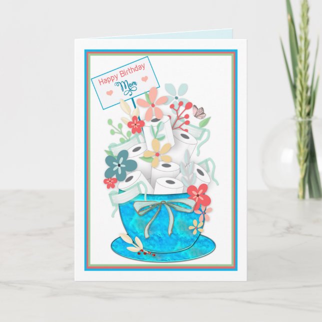 Tarjeta Cumpleaños, Mamá, Covid-19, Papel para el baño y F (Anverso)