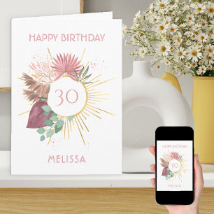 Tarjeta Cumpleaños Mandala Sol Pampas Boho para cualquier