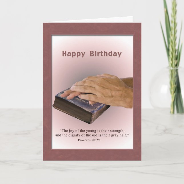 Tarjeta Cumpleaños, Manos de Edad, Biblia Trabajada, Relig (Anverso)