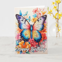 Tarjeta Cumpleaños | Mariposa artística vibrante