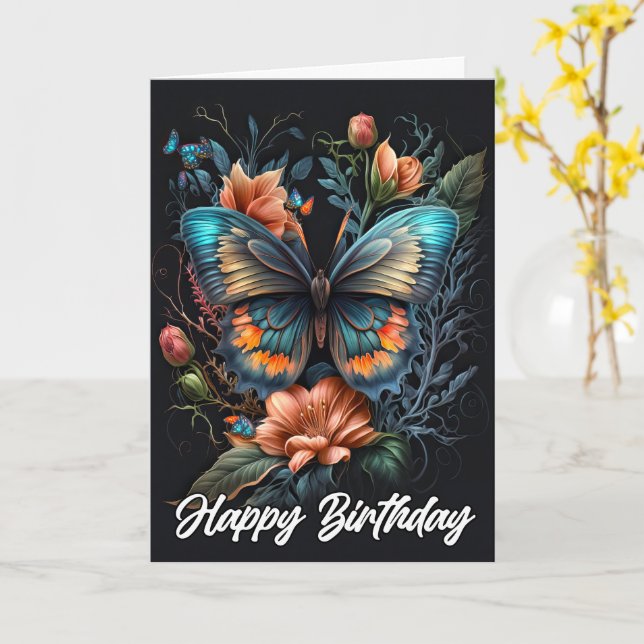 Tarjeta Cumpleaños | Mariposa hermosa (flor amarilla)