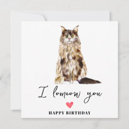 Tarjeta Cumpleaños Mascotas Cachorro Mamá Gato Maine Coon