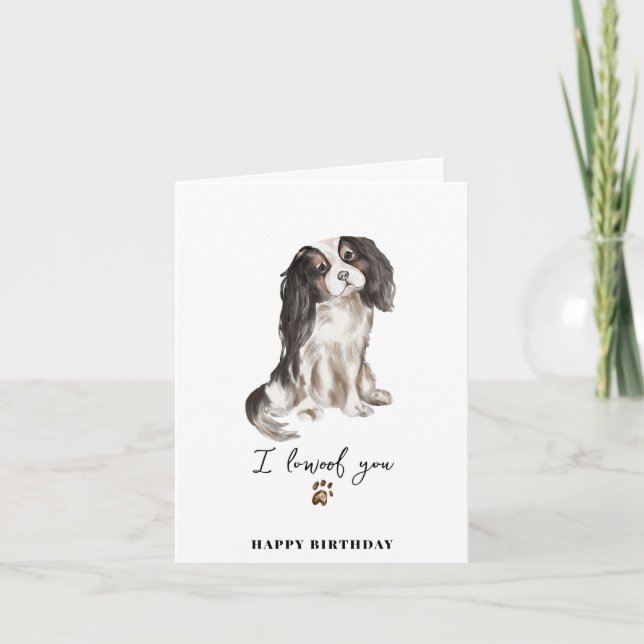 Tarjeta Cumpleaños Mascotas Cachorro Pata Perro Cavalier K (Anverso)