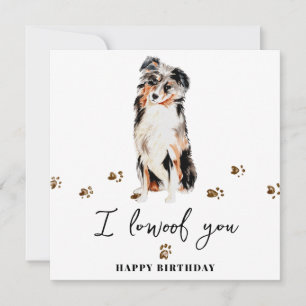 Tarjeta Cumpleaños Mascotas Cachorro Perro Pastor Australi