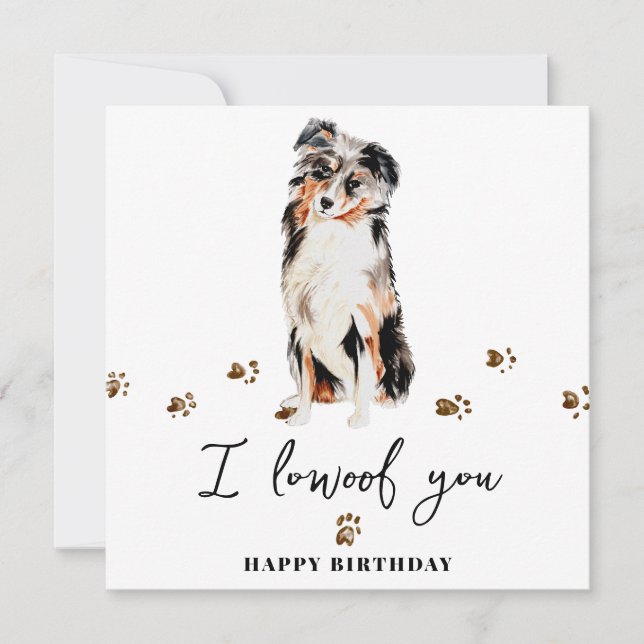 Tarjeta Cumpleaños Mascotas Cachorro Perro Pastor Australi (Anverso)
