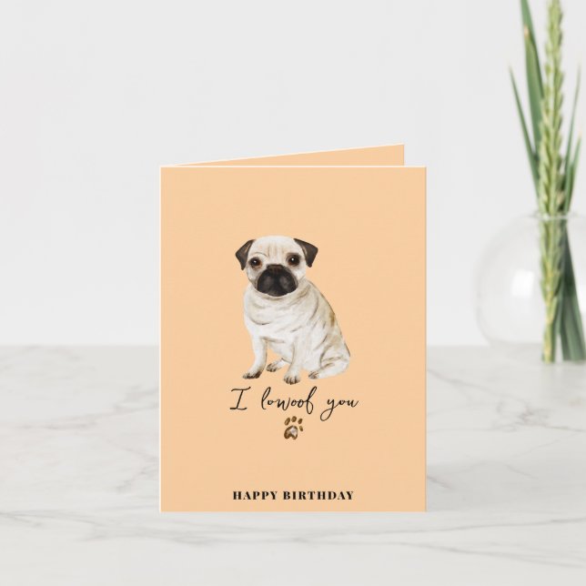 Tarjeta Cumpleaños Mascotas Cachorro Perro Pug Mamá (Anverso)