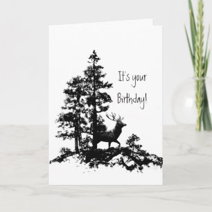 Tarjeta Cumpleaños masculino animal del bosque del árbol