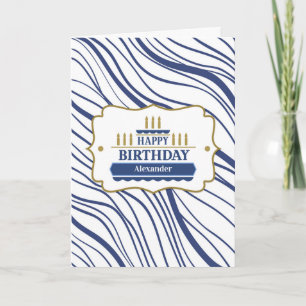 Tarjeta Cumpleaños masculino con líneas azules de la marin