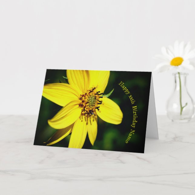 Tarjeta Cumpleaños Maximiliano con Floral de girasol perso (Planta pequeña)