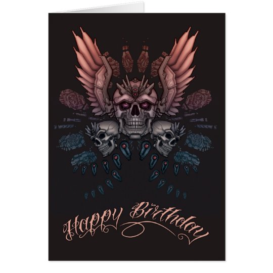 Tarjeta Cumpleaños mecánico del cráneo