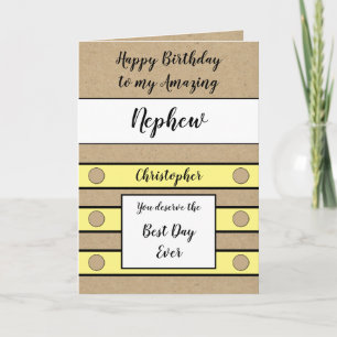 Tarjeta Cumpleaños Mejor día de sobrino jamás amarillo rús