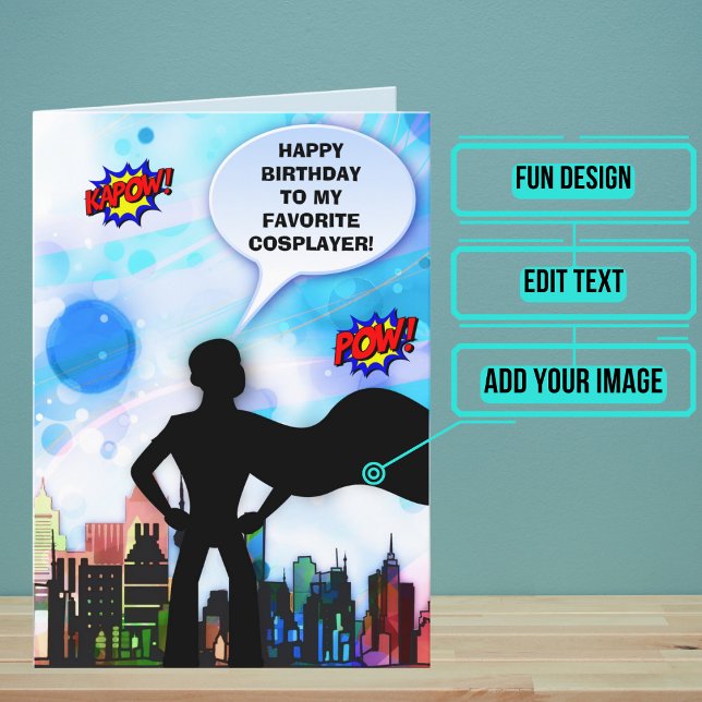 Tarjeta Cumpleaños mental de Cosplayer masculino (This lovely sentimental card is for the friend or family member in your life who is a cosplayer.)
