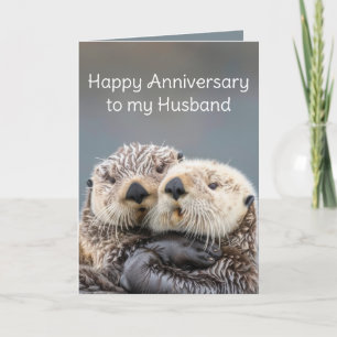 Tarjeta Cumpleaños mi amor mi marido cute nutrias romántic