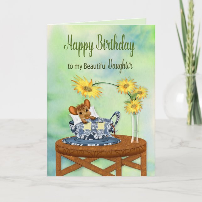 Tarjeta Cumpleaños - MI hija - Descanso del ratón en la Co (Anverso)