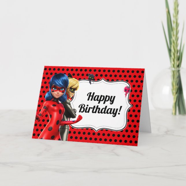 Tarjeta Cumpleaños milagroso de Ladybug y Cat Noir (Anverso)