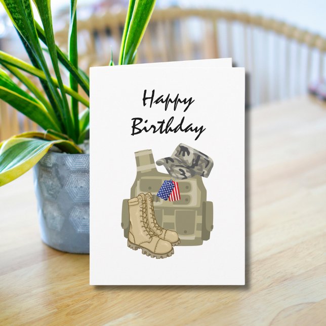 Tarjeta Cumpleaños Militar USA Placa de Perro Veterano Sol (Subido por el creador)