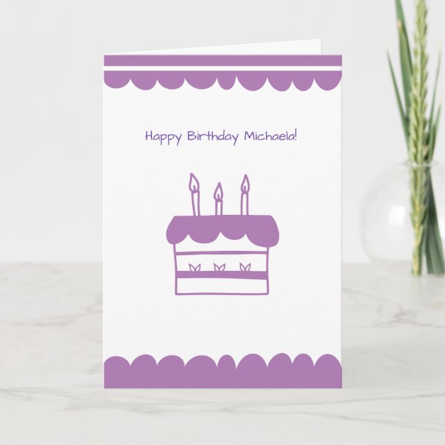 Tarjeta Cumpleaños Minimalista y personalizado de Pastel P (Anverso)