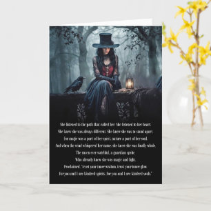 Tarjeta Cumpleaños místico con Raven Gothic Wicca Pagan