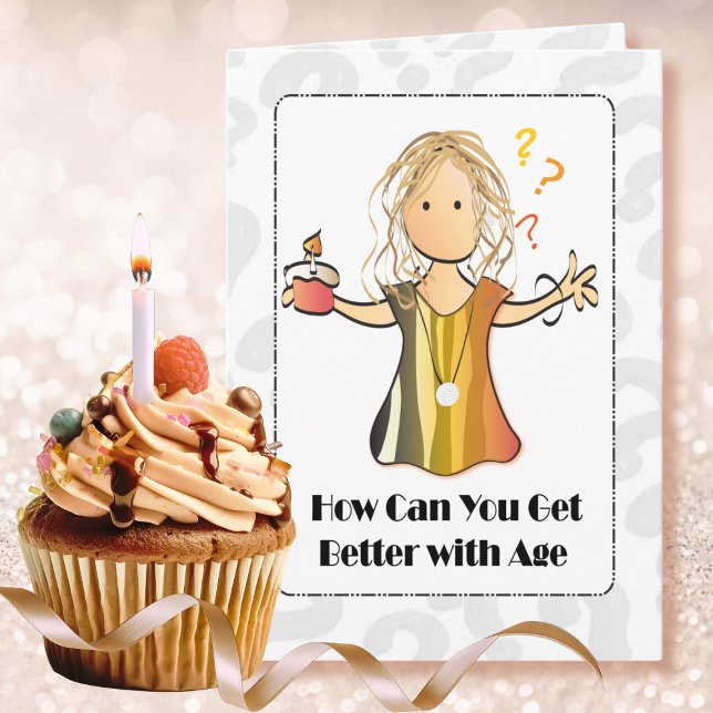 Tarjeta Cumpleaños moderno con dulce dicho de dibujos anim (Subido por el creador)